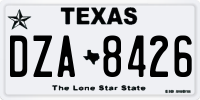 TX license plate DZA8426