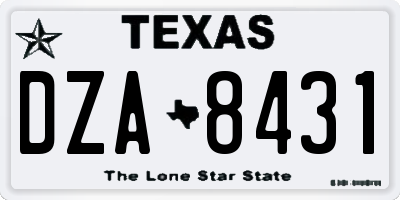 TX license plate DZA8431