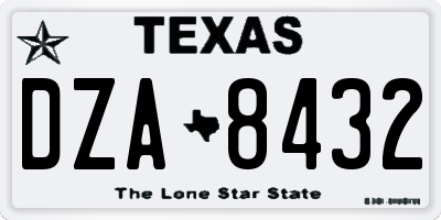 TX license plate DZA8432