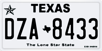 TX license plate DZA8433
