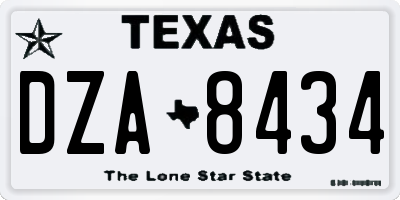TX license plate DZA8434