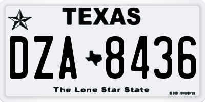 TX license plate DZA8436