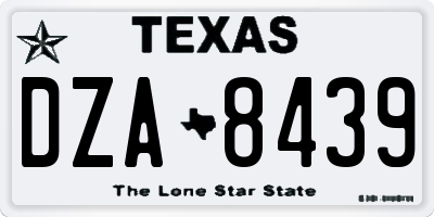 TX license plate DZA8439