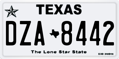 TX license plate DZA8442