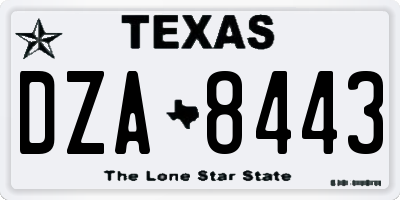 TX license plate DZA8443