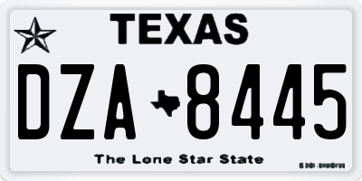 TX license plate DZA8445