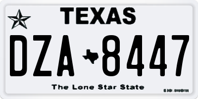 TX license plate DZA8447