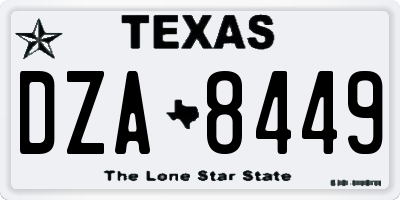TX license plate DZA8449