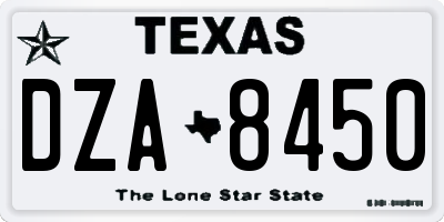 TX license plate DZA8450