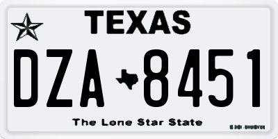 TX license plate DZA8451