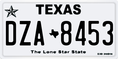 TX license plate DZA8453