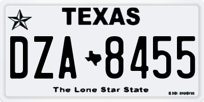 TX license plate DZA8455
