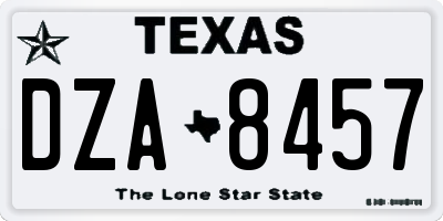 TX license plate DZA8457