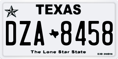 TX license plate DZA8458