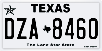 TX license plate DZA8460