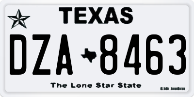 TX license plate DZA8463