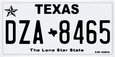 TX license plate DZA8465