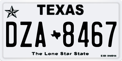 TX license plate DZA8467
