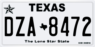 TX license plate DZA8472
