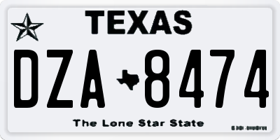 TX license plate DZA8474