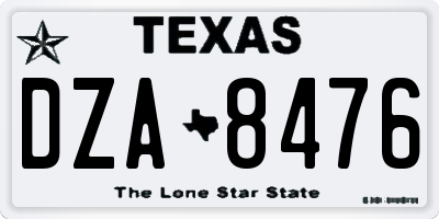 TX license plate DZA8476