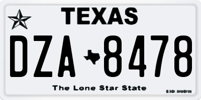 TX license plate DZA8478