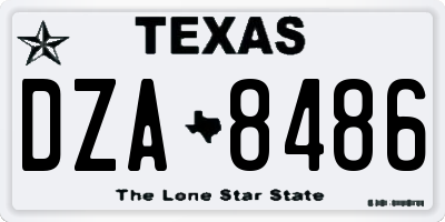 TX license plate DZA8486
