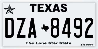 TX license plate DZA8492