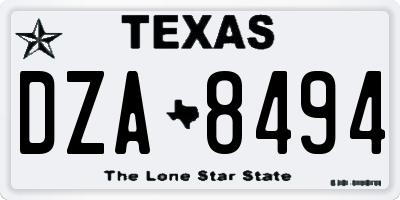 TX license plate DZA8494