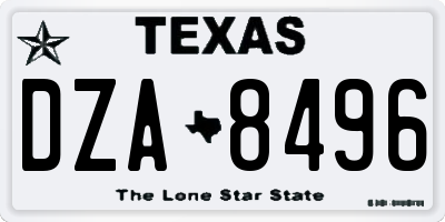 TX license plate DZA8496