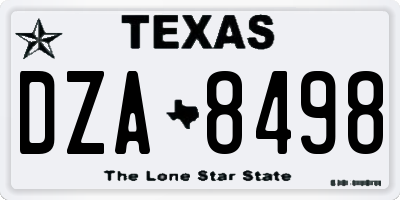 TX license plate DZA8498