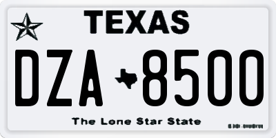 TX license plate DZA8500