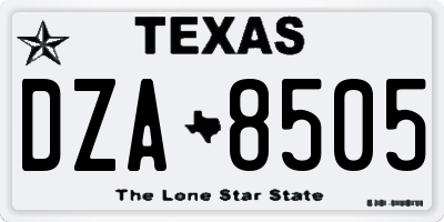 TX license plate DZA8505