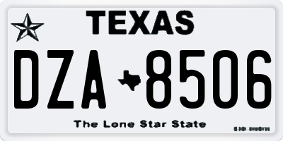 TX license plate DZA8506