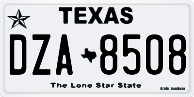 TX license plate DZA8508