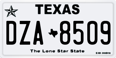 TX license plate DZA8509
