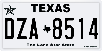 TX license plate DZA8514