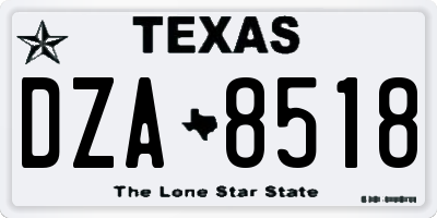 TX license plate DZA8518