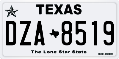 TX license plate DZA8519