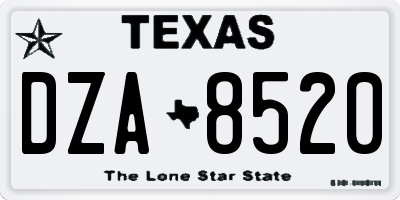 TX license plate DZA8520