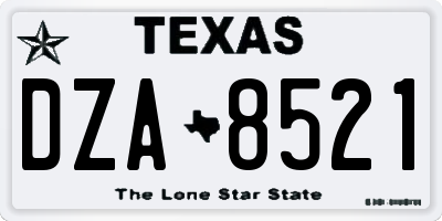 TX license plate DZA8521
