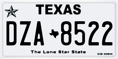 TX license plate DZA8522