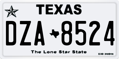 TX license plate DZA8524