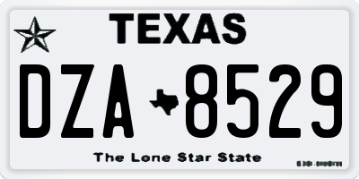 TX license plate DZA8529