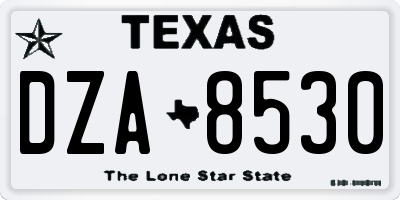 TX license plate DZA8530