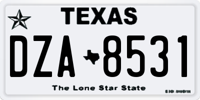 TX license plate DZA8531
