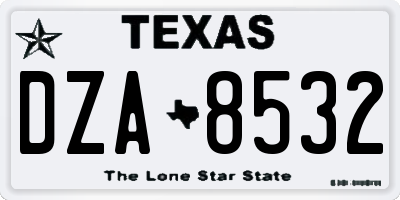 TX license plate DZA8532