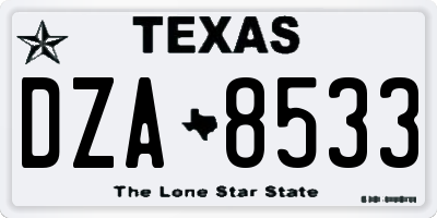 TX license plate DZA8533