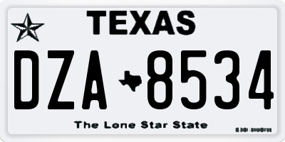 TX license plate DZA8534