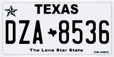 TX license plate DZA8536